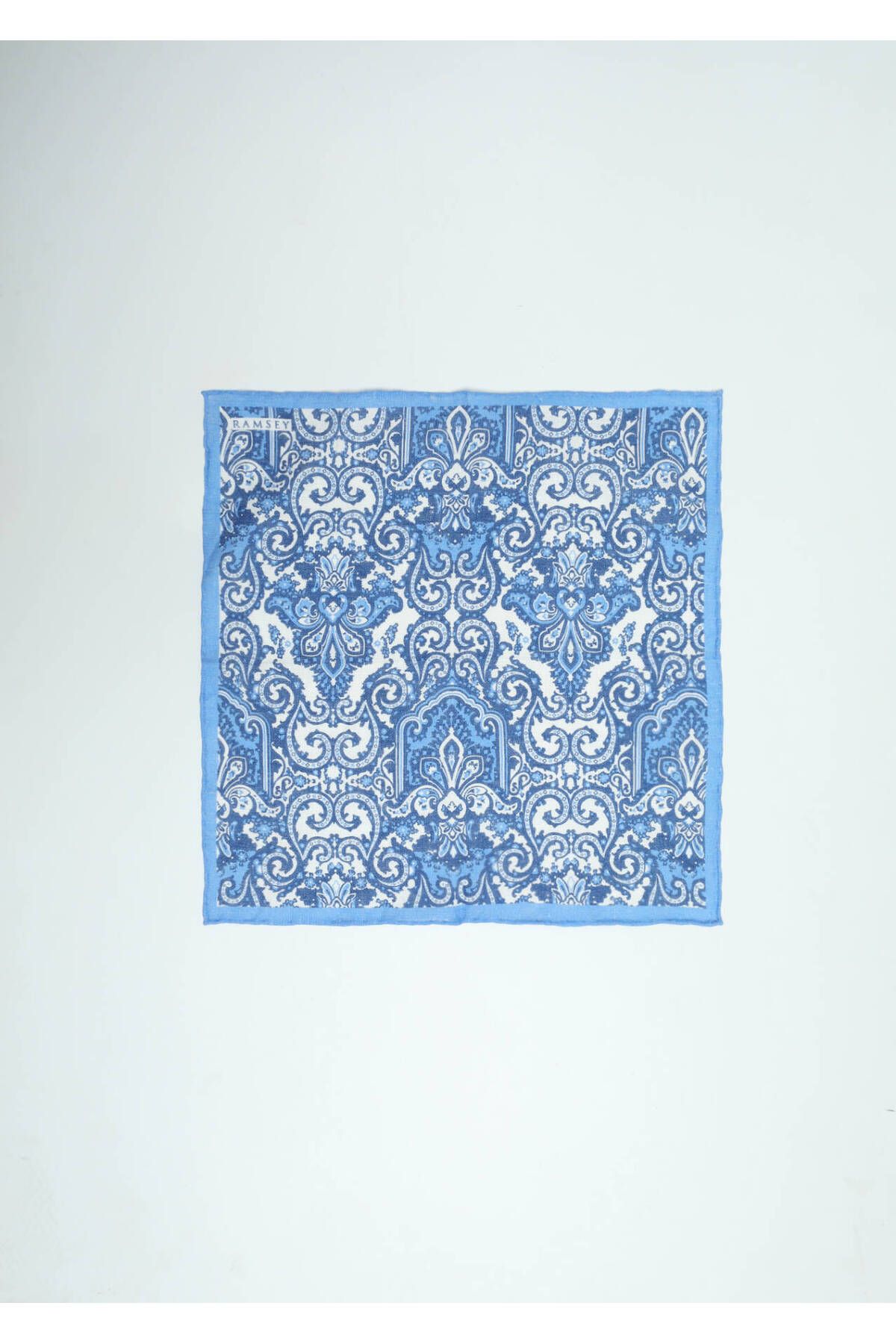 Ramsey-Blue 100% Linen Handkerchief 1