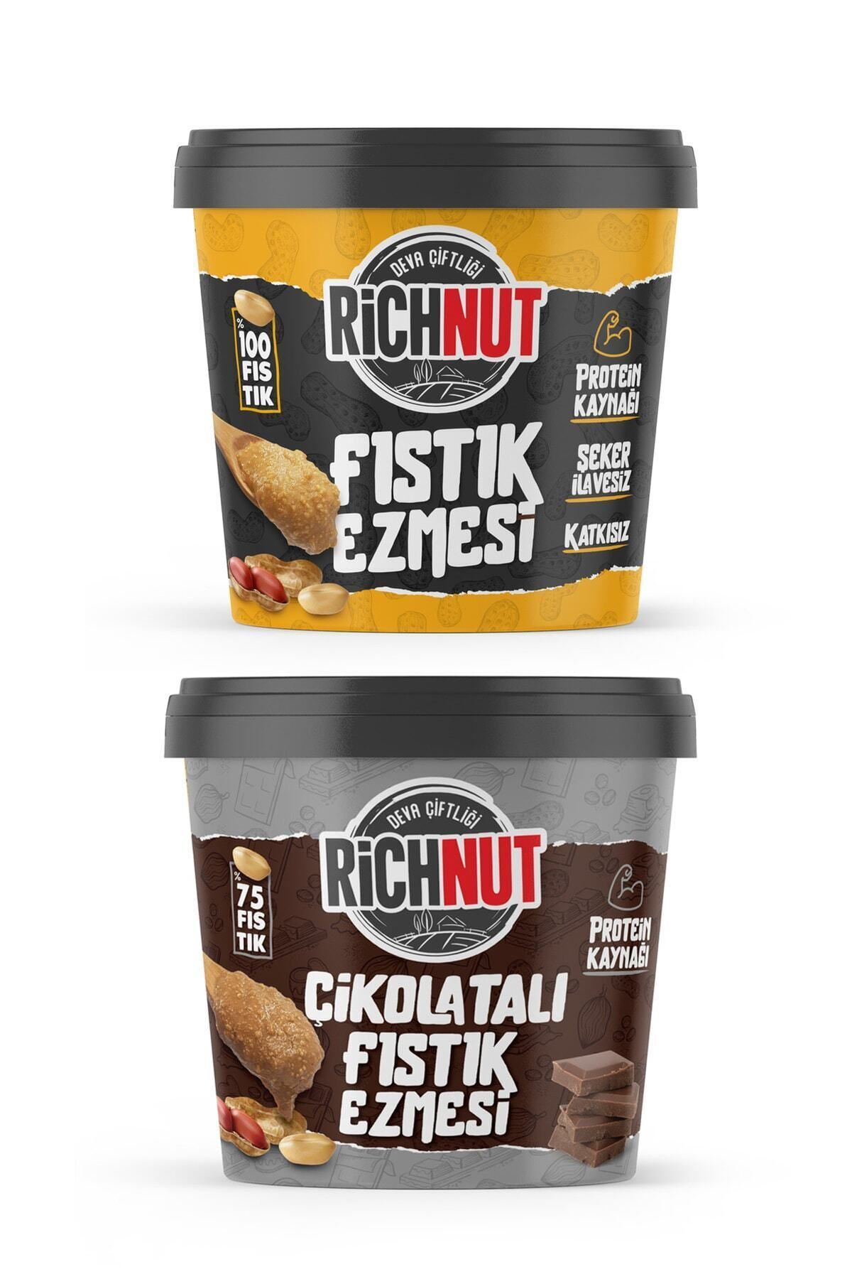 RİCHNUT 2 Kg Fıstık Ezmesi (1 KG ÇİKOLATALI, 1 KG SADE)