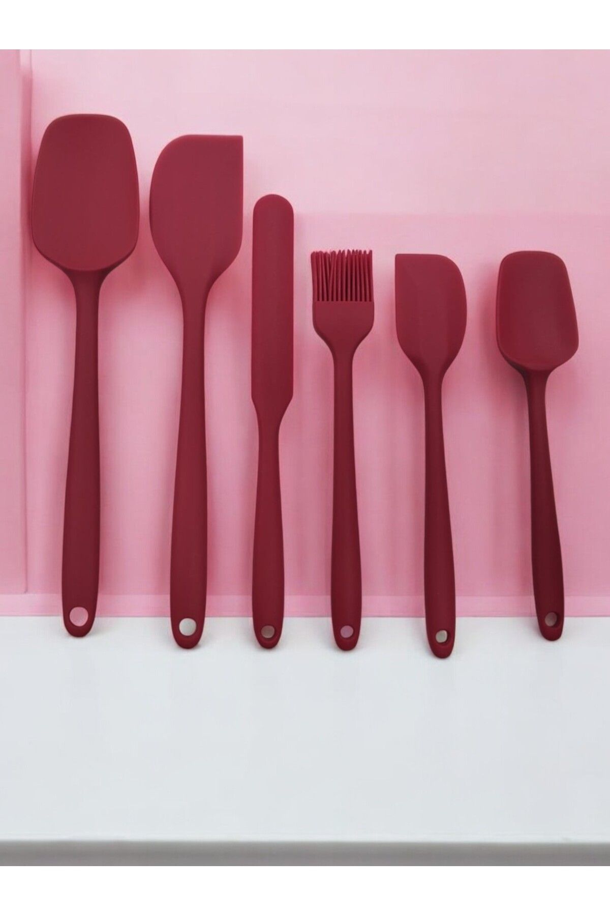 cephome güvenilir alışverişin adresi 6lı Yanmaz Yapışmaz Isıya Dayanıklı Mutfak Pasta Slikon Yumurta Fırçası Kaşık Bıçak Spatula Seti