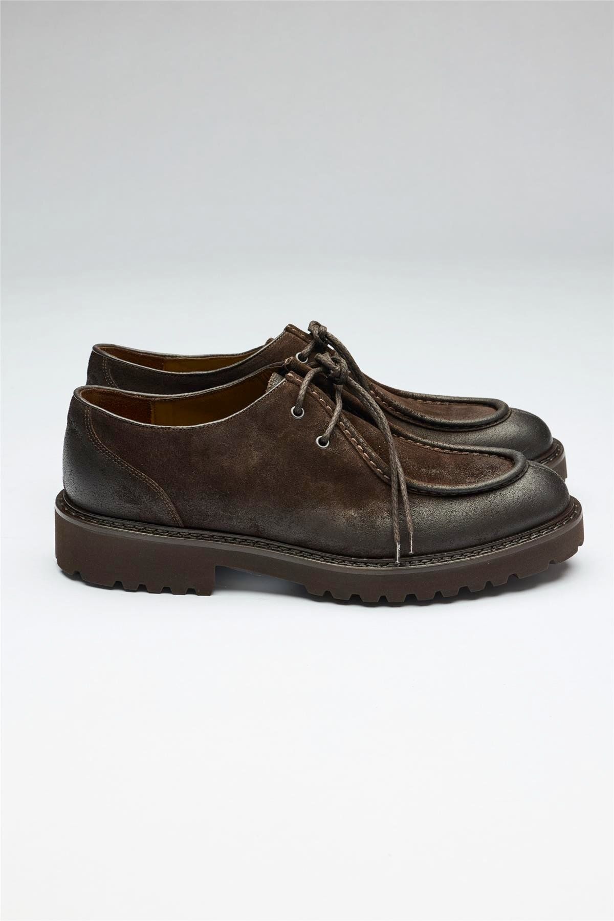 Doucals-Brown Laced Oiled Suede Shoes 1