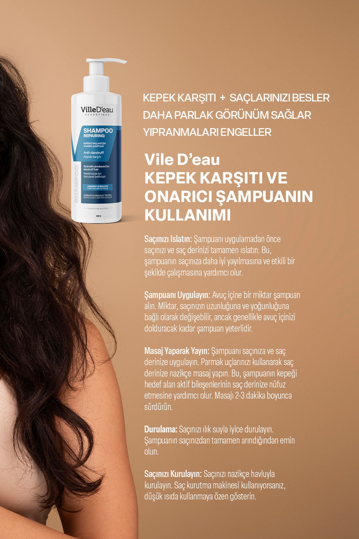 VilleD'eau Kepek Ve Egzamalı Saçlar Için Onarıcı Dökülme Karşıtı - Besleyici Şampuan 400ml Unisex-7