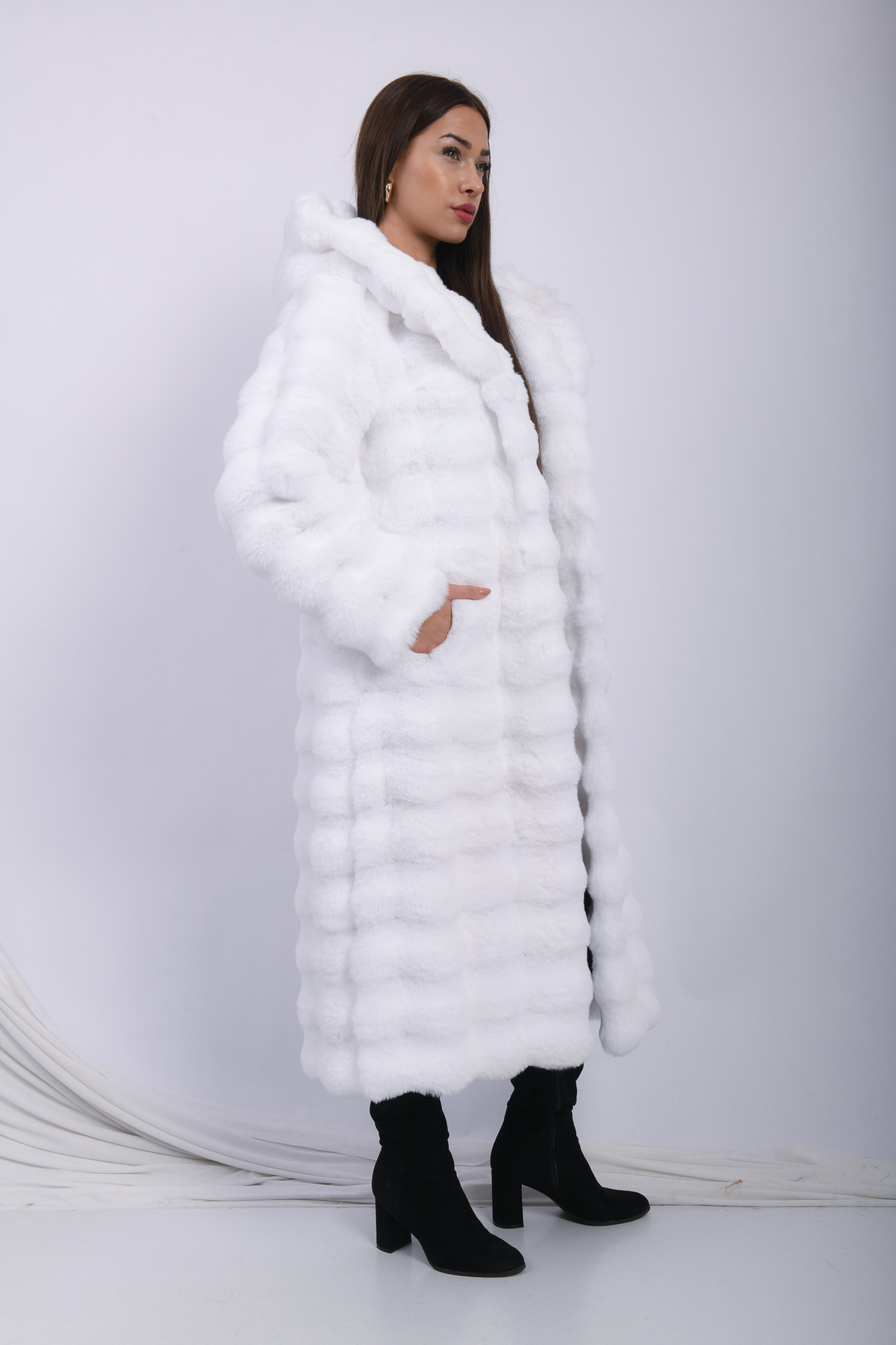 FUREVER FASHION Suni Kürk Manto görsel 4
