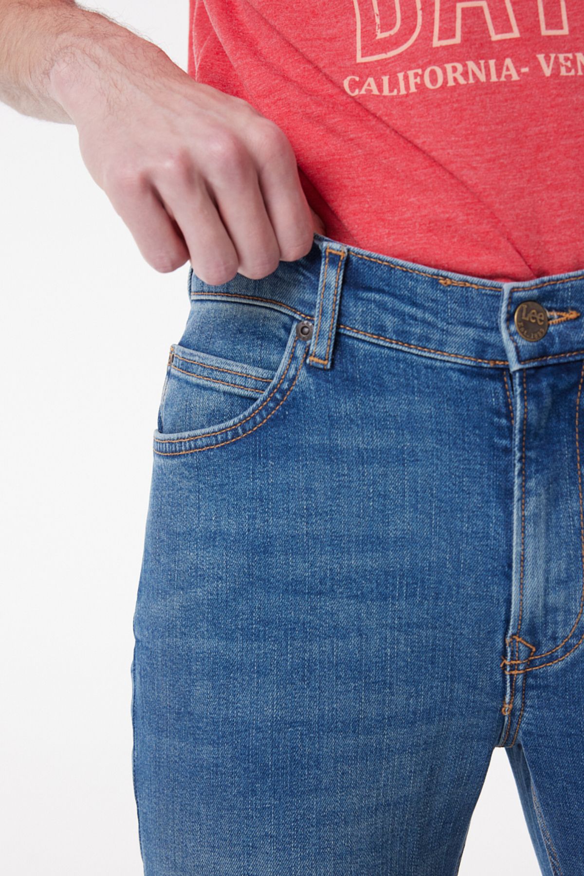 Lee-Slim Fit Slim Fit Regular Waist Rider Herren Hellblaue Jeans-Denim-Jeans 3