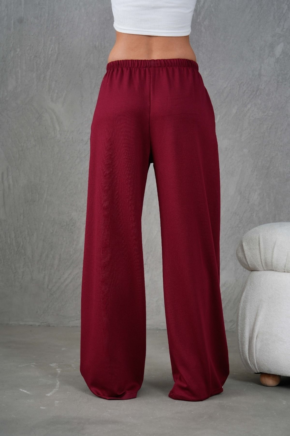 Trendyol Collection-Burgundy Regular Fit Knitted Trousers - Soft Button and Elastic Waist Twoaw25Pl00112 4