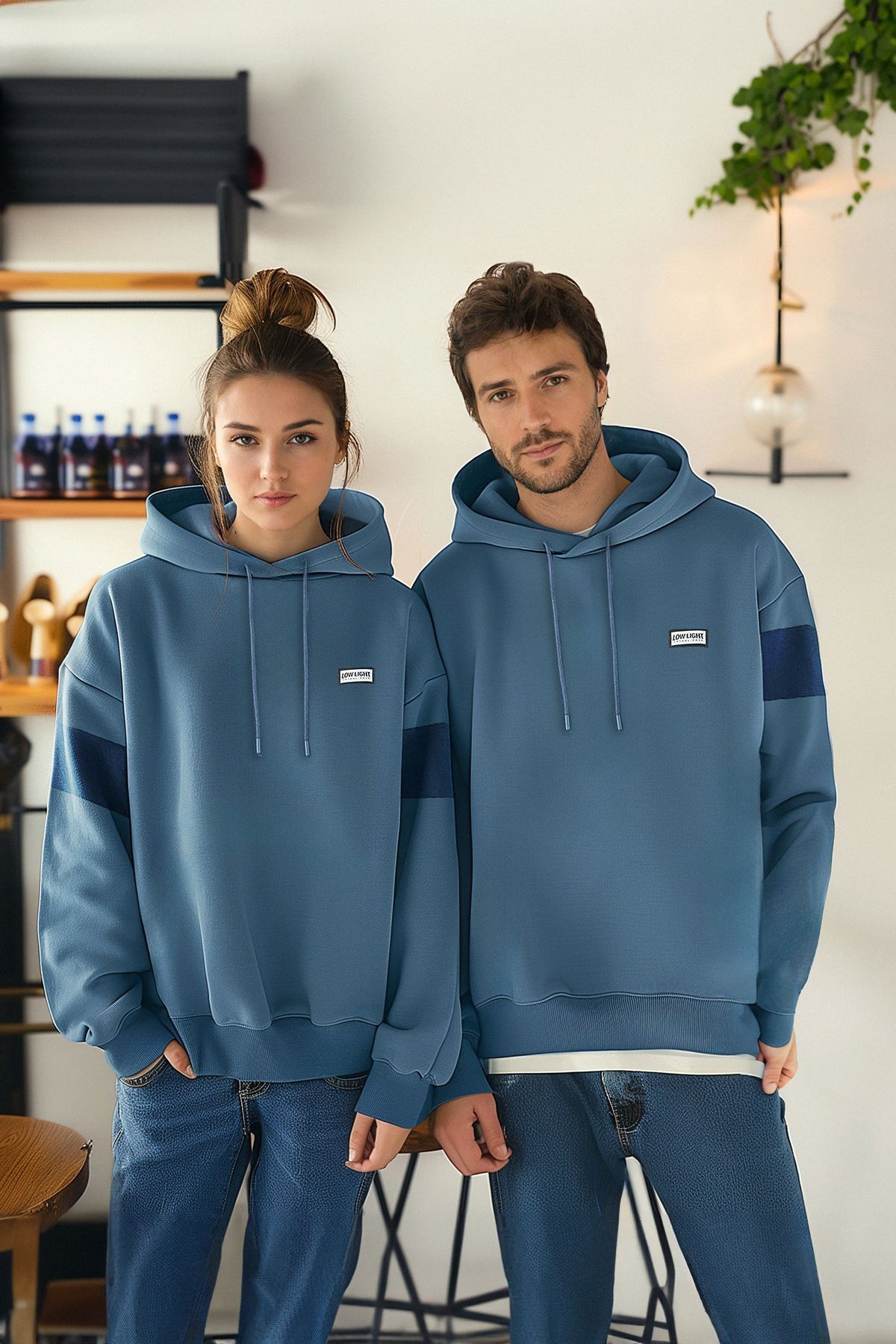 Trendyol Collection Bluza Polarowa Oversize W Blokach Kolorów Indigo - Tmnaw24sw00128 Mężczyzna - M