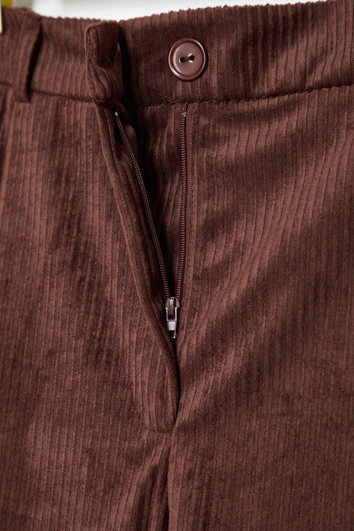 Trendyolmilla  Kahverengi Kadife Havuç Dokuma Pantolon TWOAW25PL00064 - Görsel 8