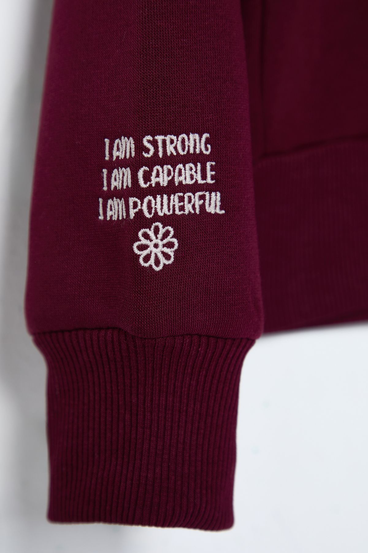 Trendyol Collection-Burgunderfarbenes, besticktes, dickes Strick-Sweatshirt aus Fleece – reguläre Passform TWOAW25SW00176 7