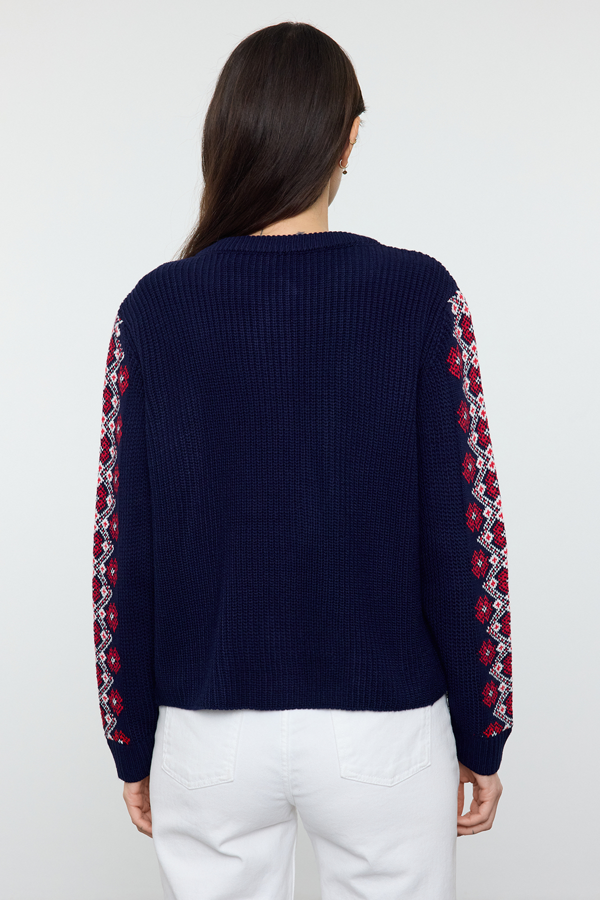 Trendyolmilla  Lacivert Nakış Desenli Triko Hırka TWOAW25HI00379 - Görsel 5