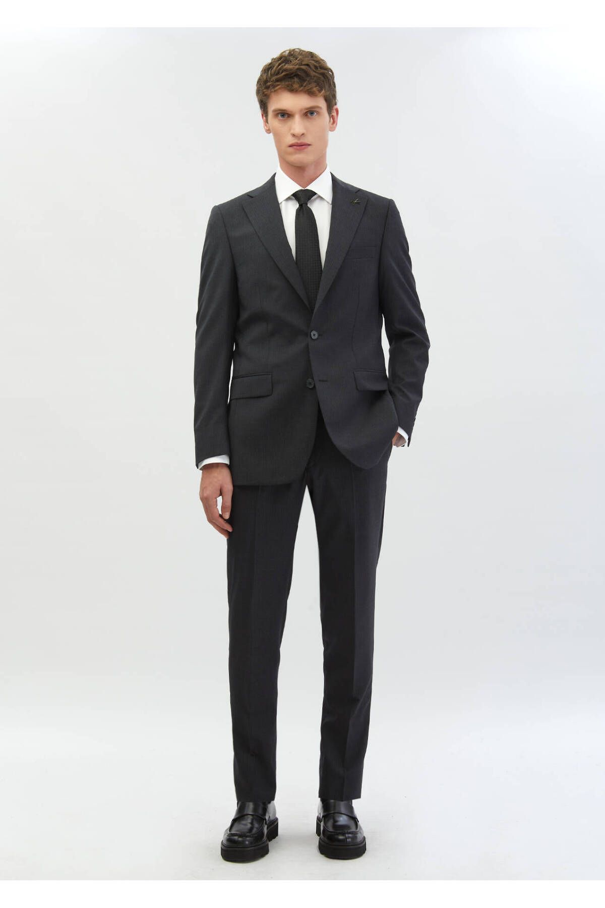 Ramsey-Anthracite Striped Thin&Taller Slim Fit 100% Wool Suit 2