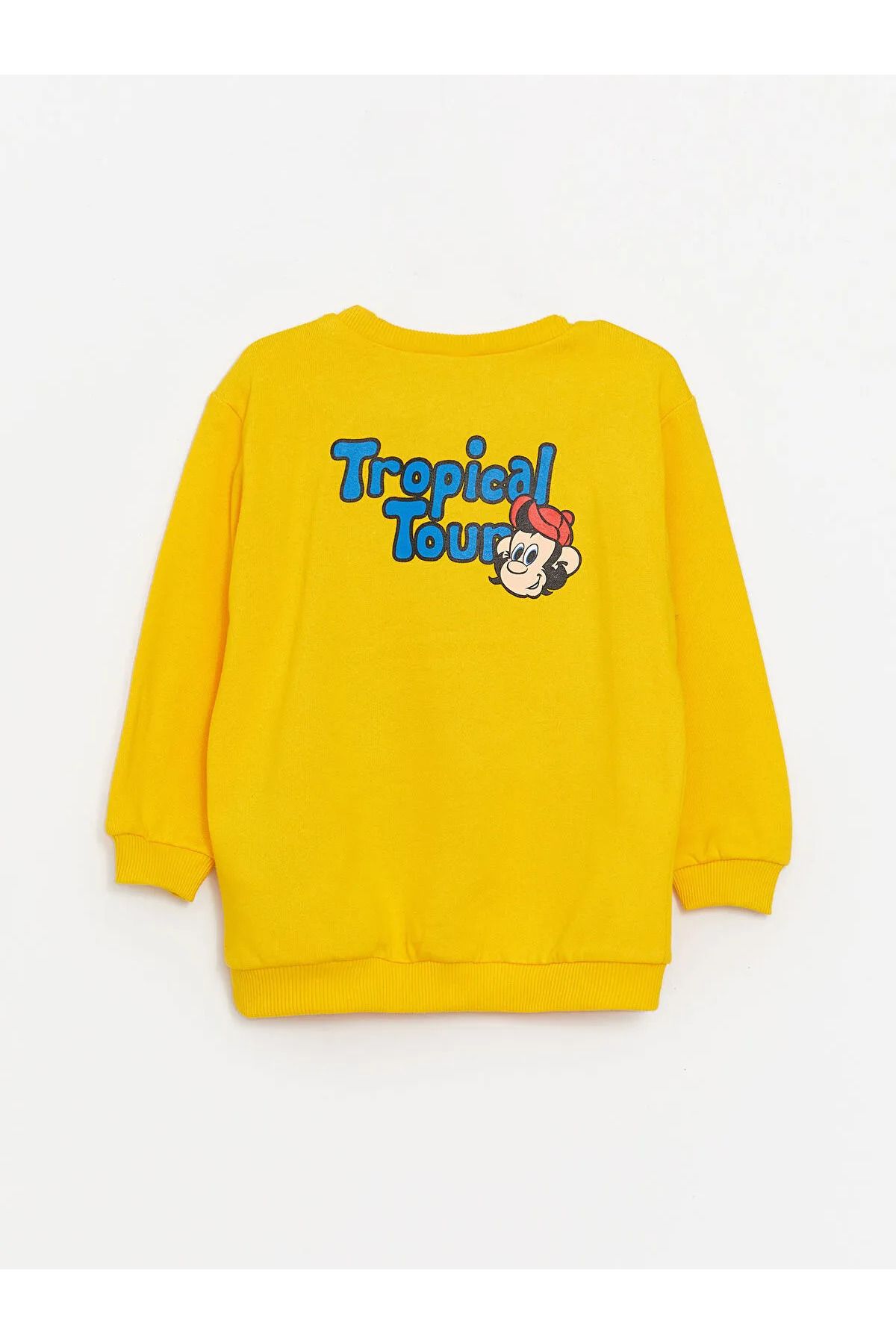 LC Waikiki-Lcw Baby Yellow Crew Neck Long Sleeve Nostalgic Monkey Printed Baby Boy Sweatshirt 3