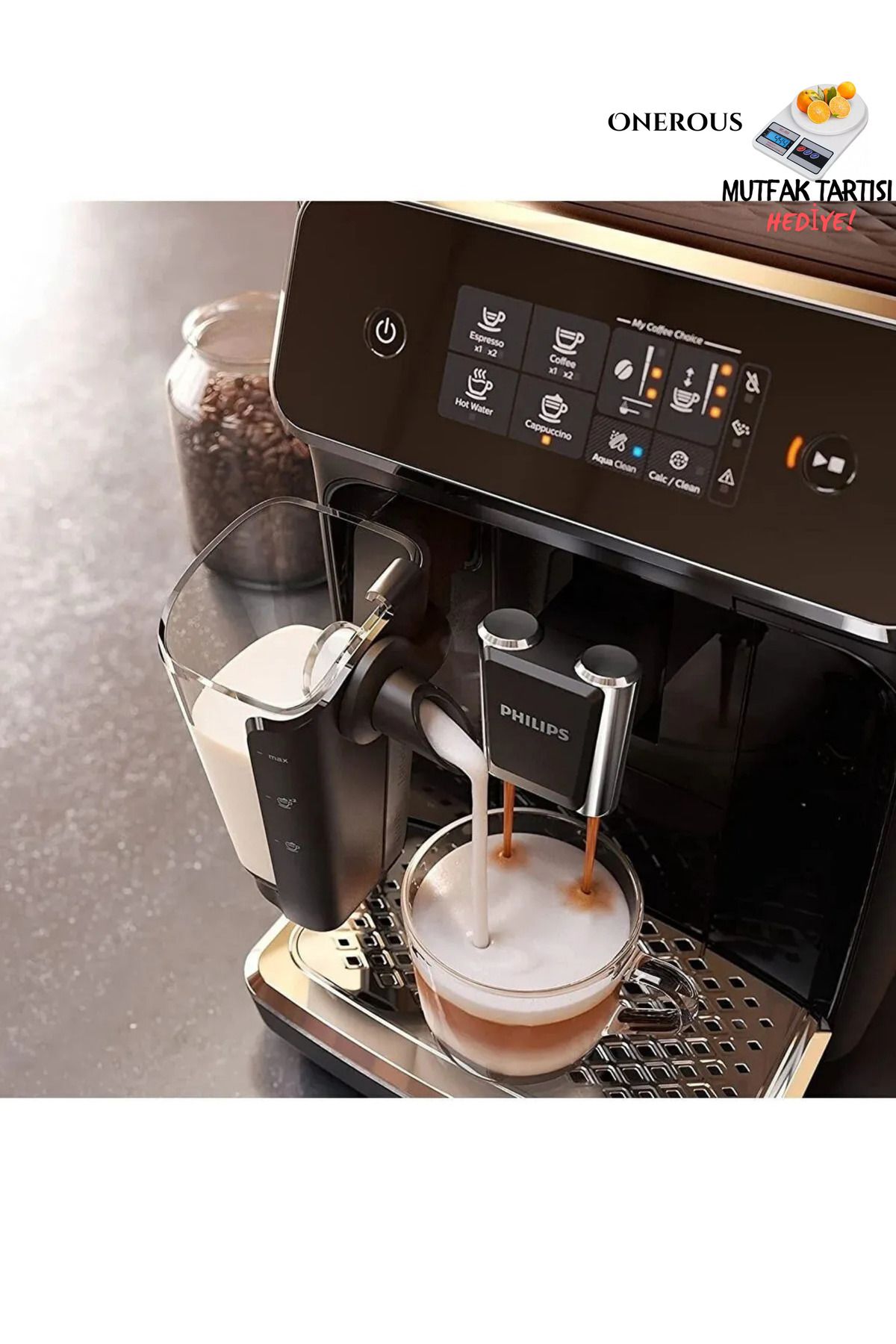 Philips Premium Tam Otomatik Espresso Makinası, 1.8 L Kapasite, Zamanlayıcı, AquaClean Özelliği