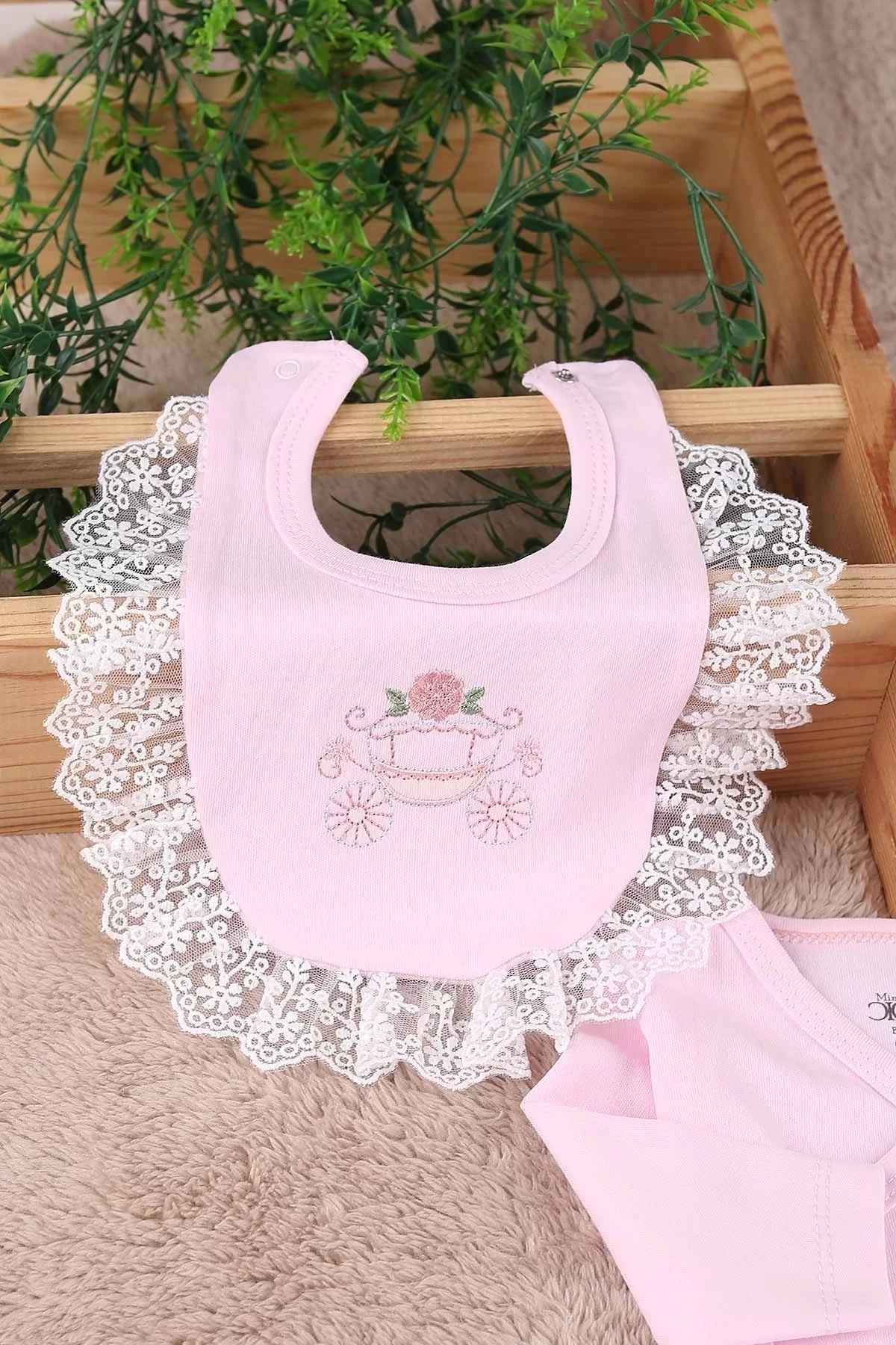 Eng-Set of 5 Flower Patterned Embroidered and Lace Car for Baby Girl 0-3 Months 4