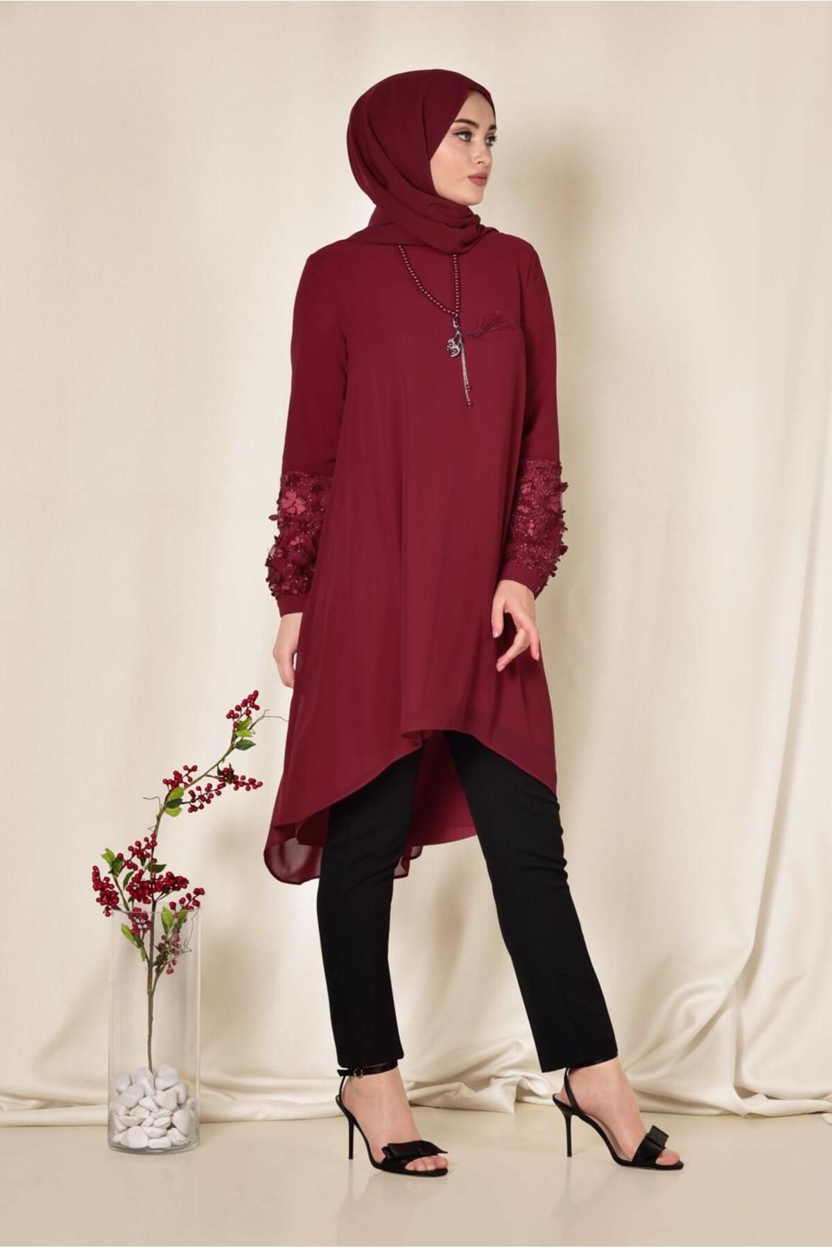 تونیک سه بعدی با جزئیات گل 4132 Alvina