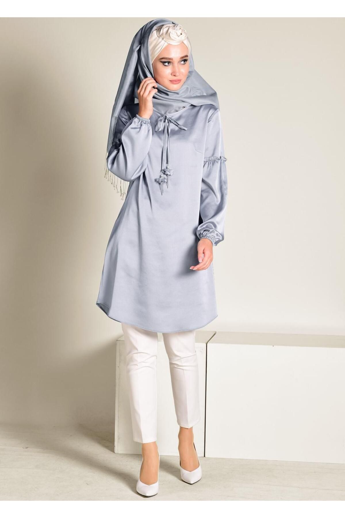 تونیک ساتن با کاف الاستیک 4334 Alvina