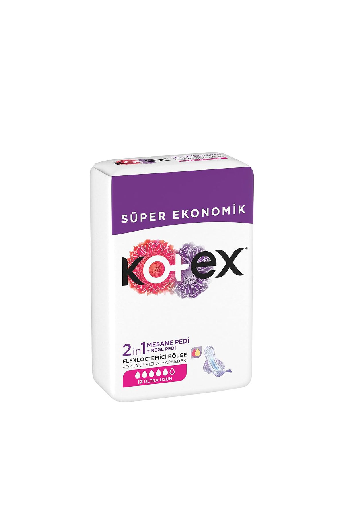 Kotex 2in1 Mesane Pedi + Regl Pedi Ultra uzun 1 Paket 12 Adet Ped