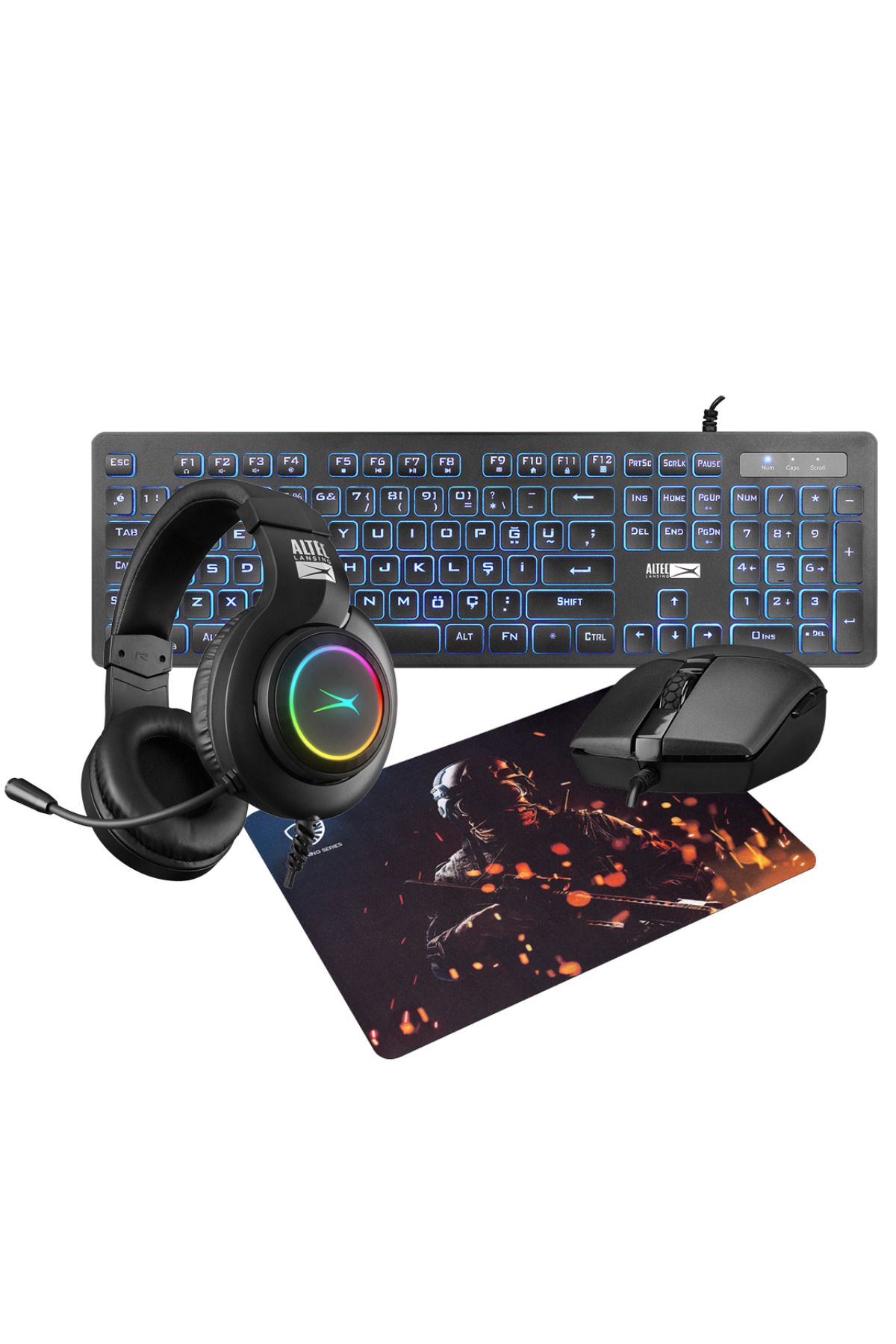 Altec Lansing Kingsman Gaming Combo Klavye Mouse Kulaklık Mousepad Set