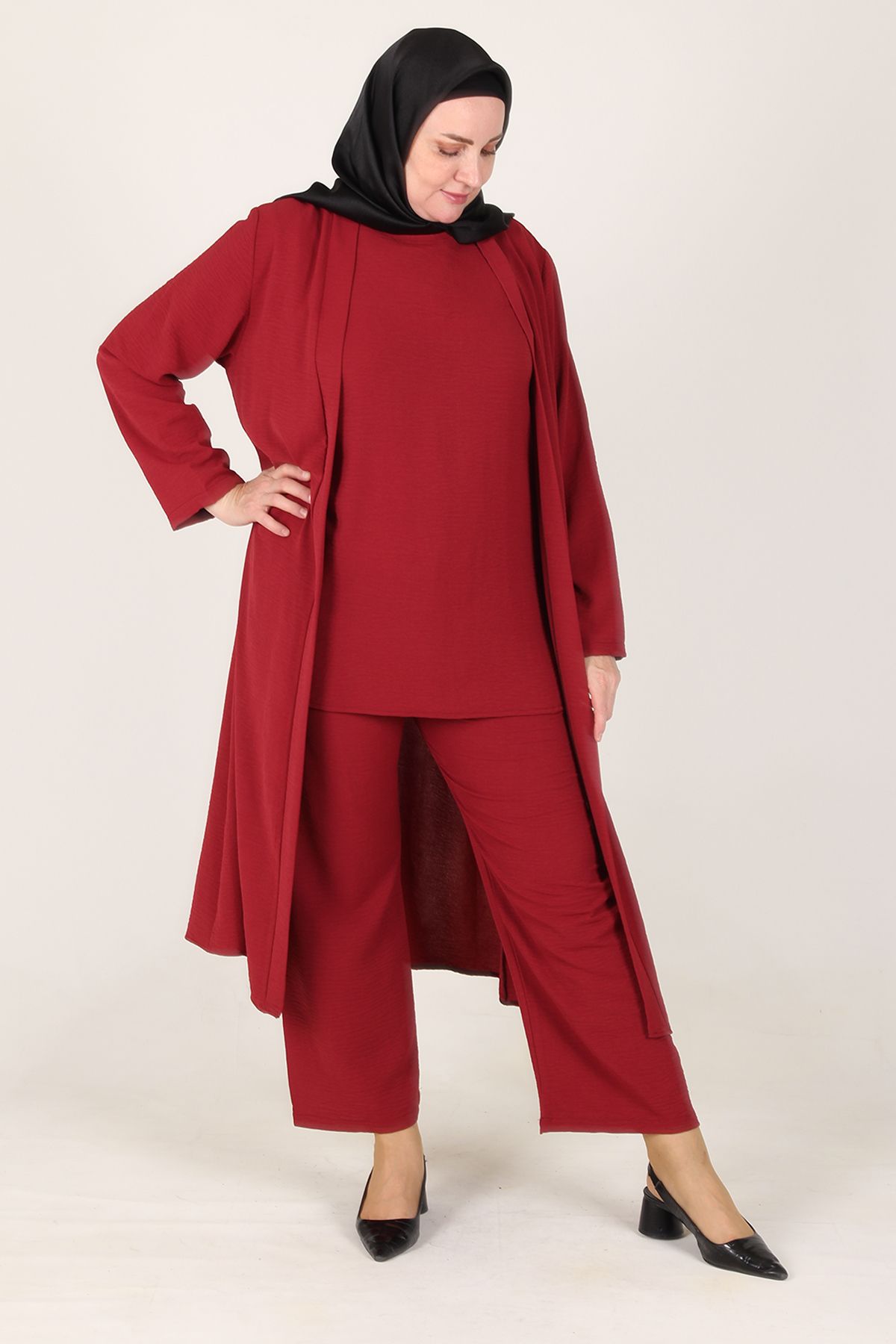 sefamerve-Arya Ayrobin Large Size 3 Piece Set 2615-06 Red 1