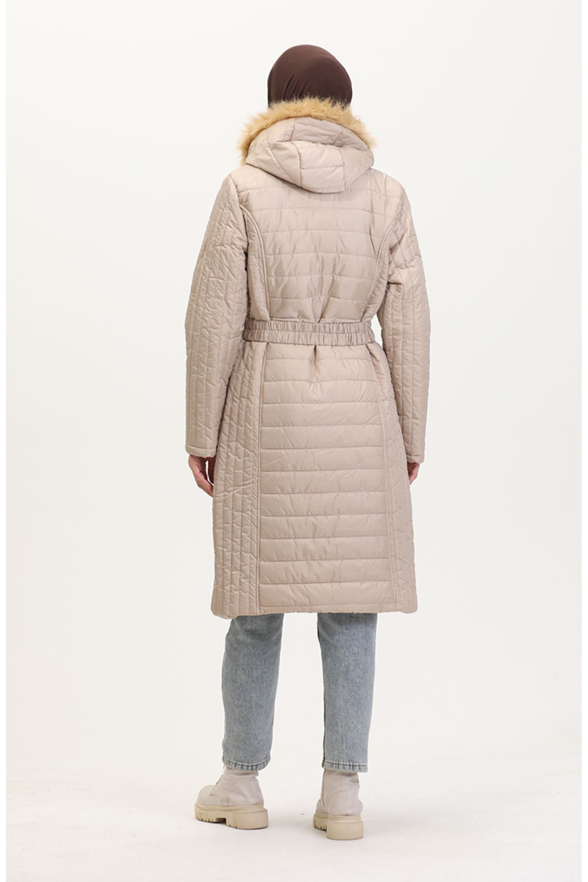 sefamerve-Beige Sheepskin Quilted Coat - 0812-06 6