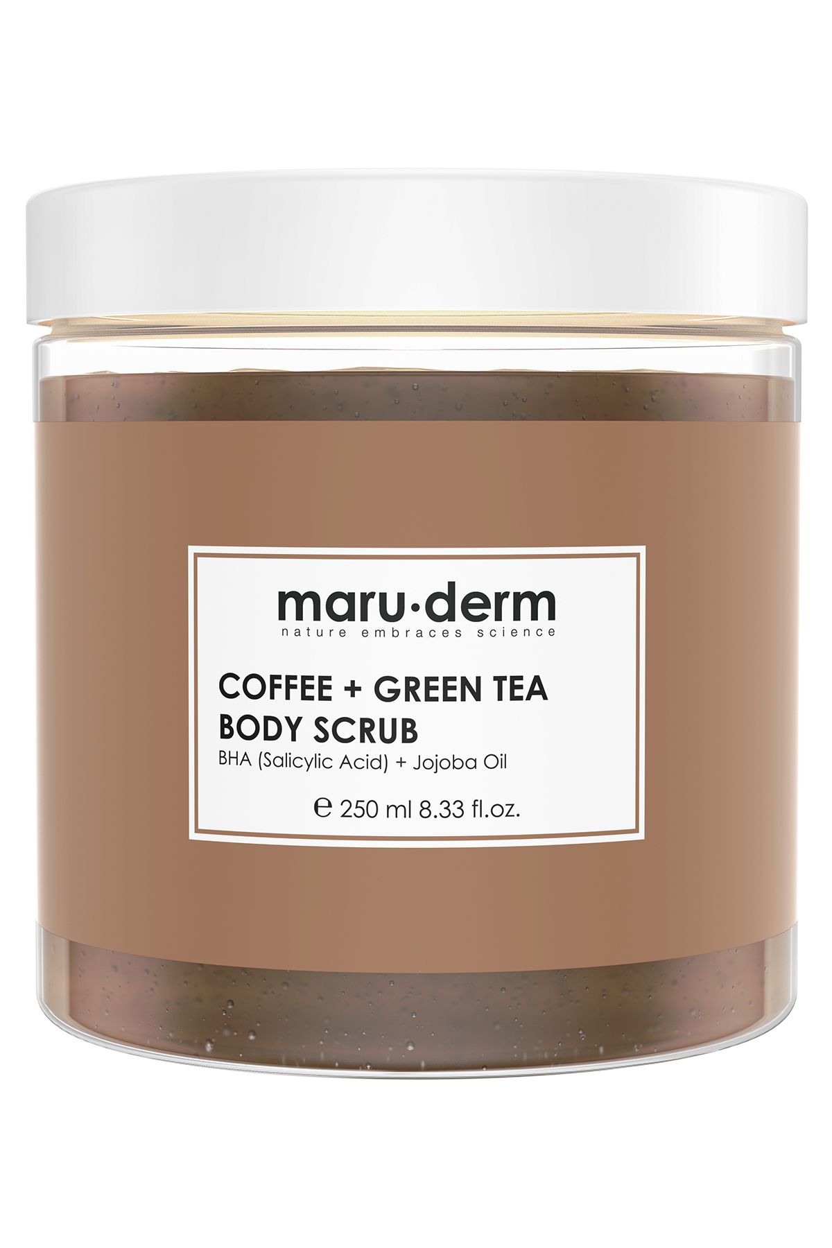 Maru.Derm Body Scrub | Kahve + Yeşil Çay Özlü Vücut Peelingi | BHA + Jojoba Yağı 250 ML