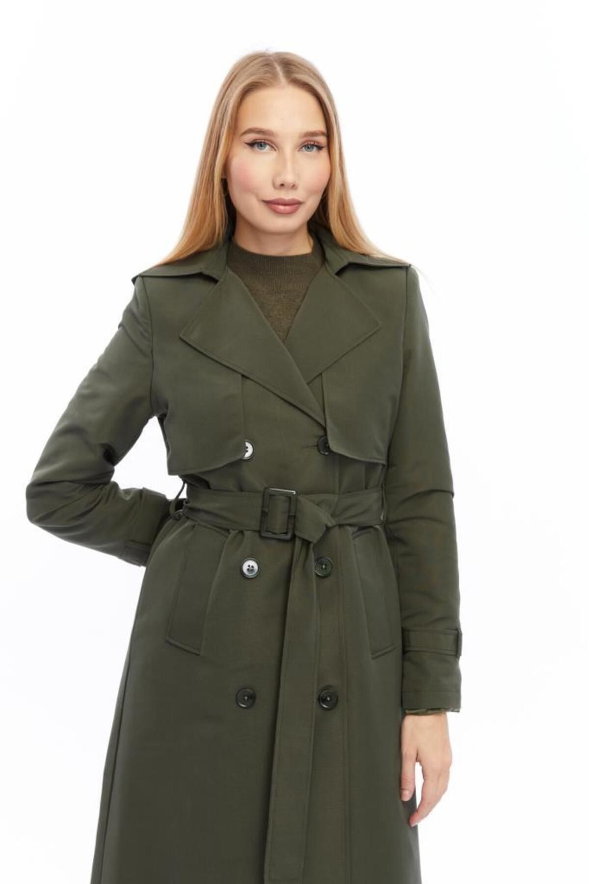 Jamila-Long Length Trench Coat with Buttons and Belt 3