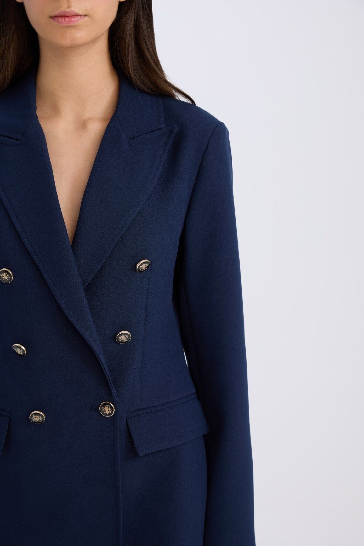 DeFacto-Oversize Wide Fit košeľový golier s gombíkmi Basic Plain Blazer Jacket D3155Ax24Au 5