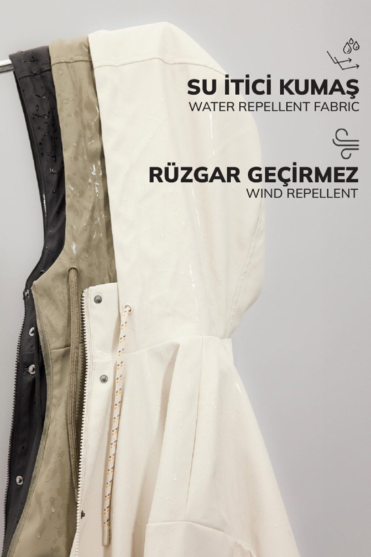 DeFacto-Wasserdichter Regenmantel aus Kunstfell mit Kapuze – gefüttert, normale Passform 8