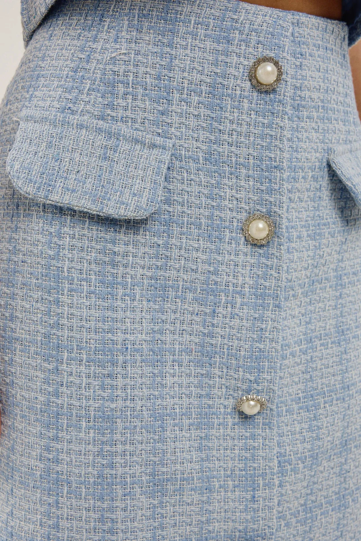 Hiccup-Fusta mini din tweed cu nasturi 5