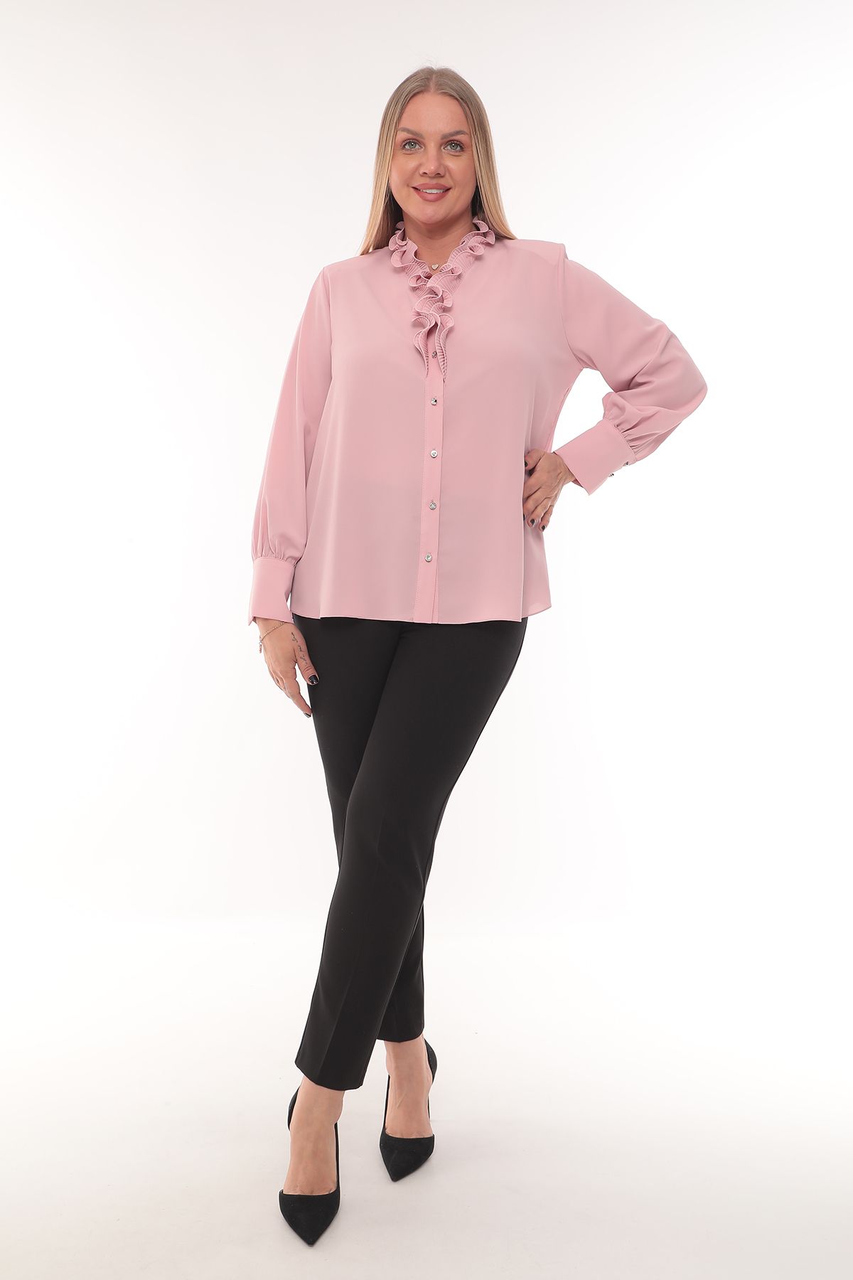 KİFAYET-22427 Collar Ruffled Long Sleeve Jesika Shirt (R) (A105) 4