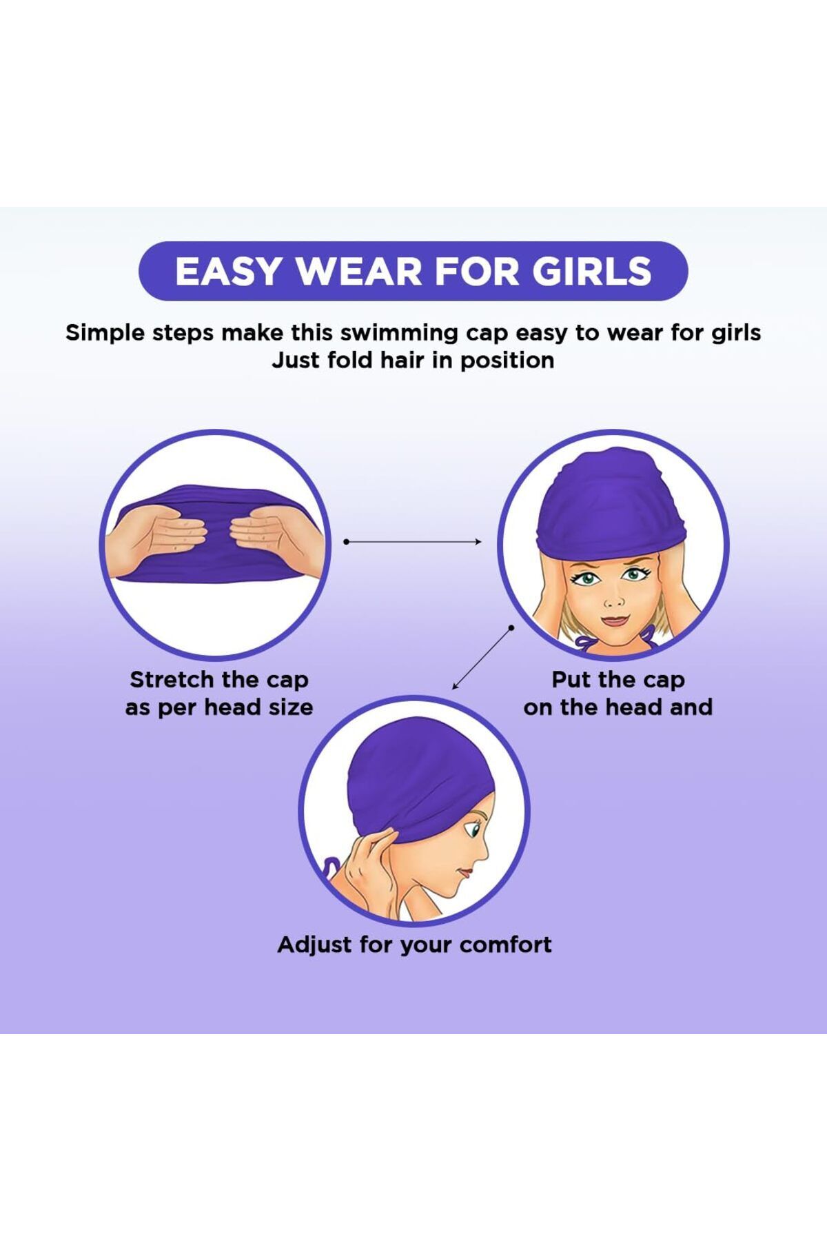 Endless-Silicon Swimming Cap | Ergonomic Ear Pockets | Waterproof | Purple | Free Size 5