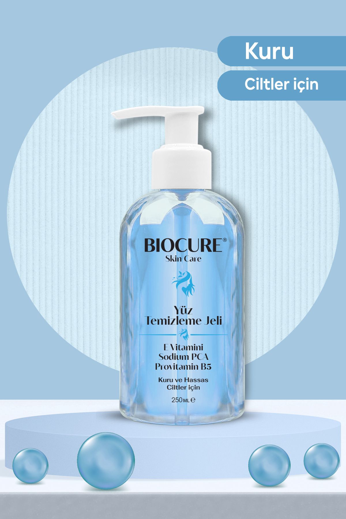 Biocure Yüz Temizleme Jeli Kuru Hassas Ciltler için Derinlemesine Temizleyici 250ml