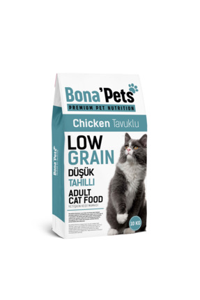 bona pets Bona'Pets Premium Düşük Tahıllı Tavuklu Yetişkin Kedi Maması 10KG