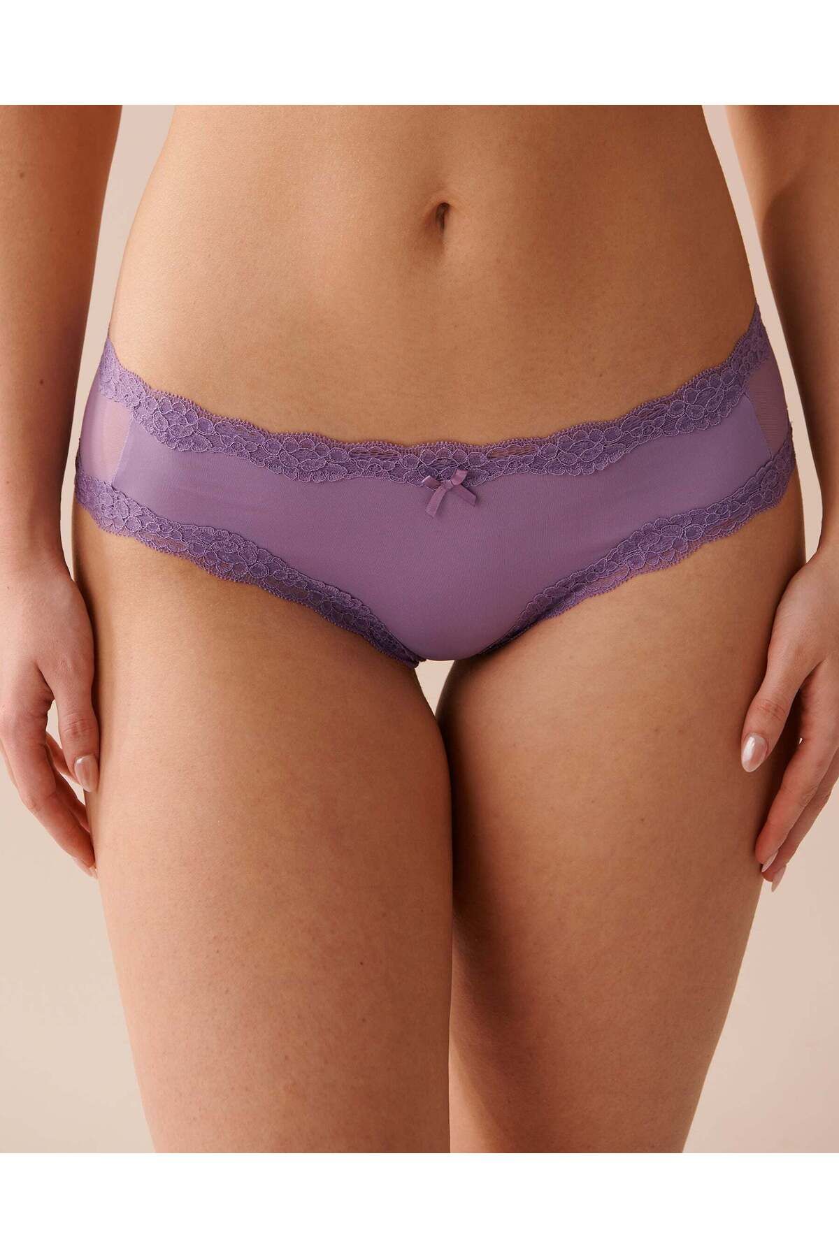 La Vie en Rose-Microfiber And Lace Trim Cheeky Panty 1