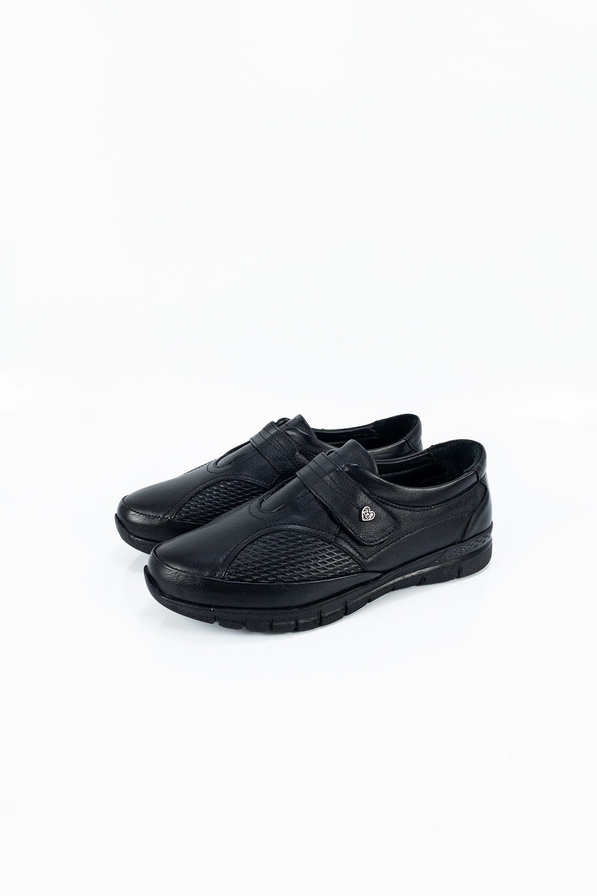 Aktaş Ayakkabı-Women's Black Genuine Leather Special Orthopedic Banded Ballerina Shoes for Bone Protrusion 3