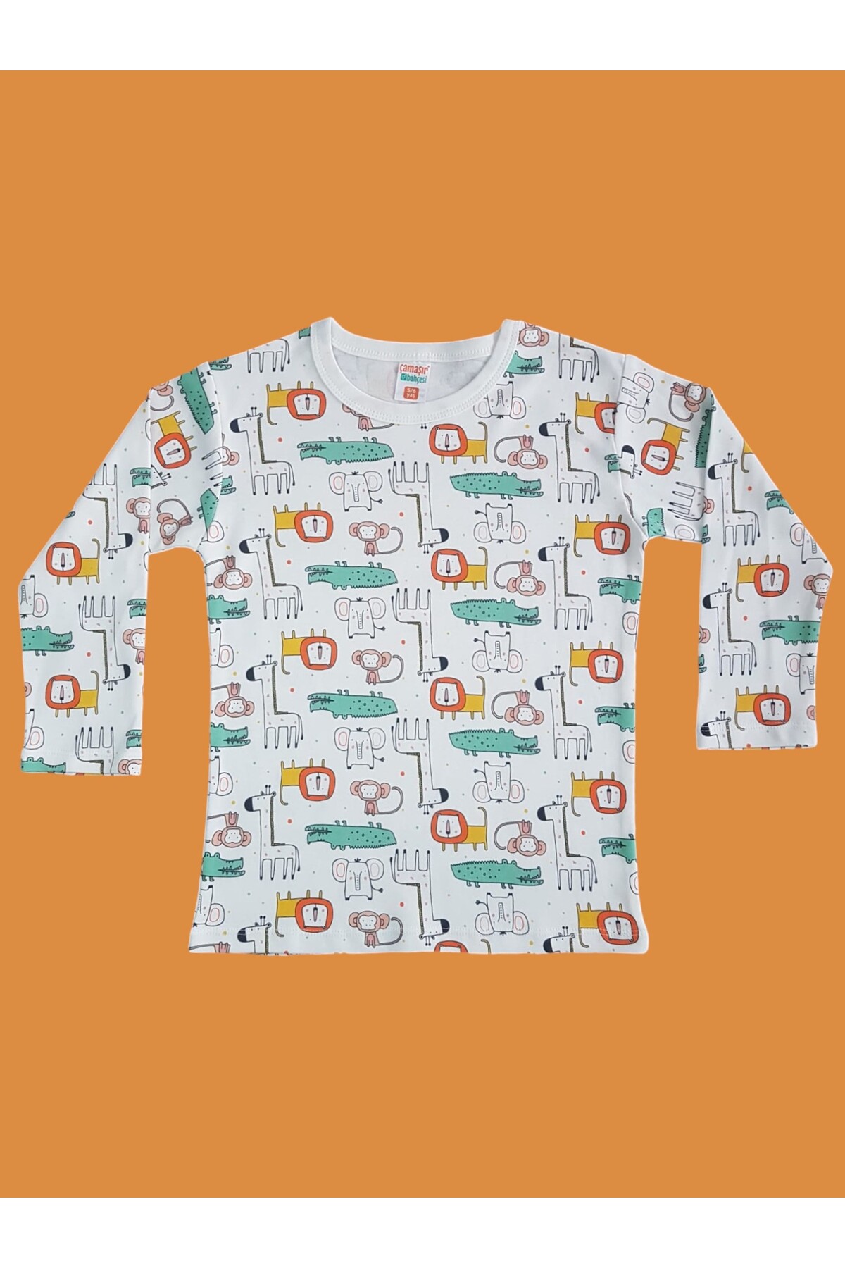 Çamaşır Bahçesi Uzun Kollu Desenli Çocuk Pijama Takım #baskılıçocukpijamatakım #çamaşırbahçesi #aslandesenli fotoğrafı 2 (önizleme)