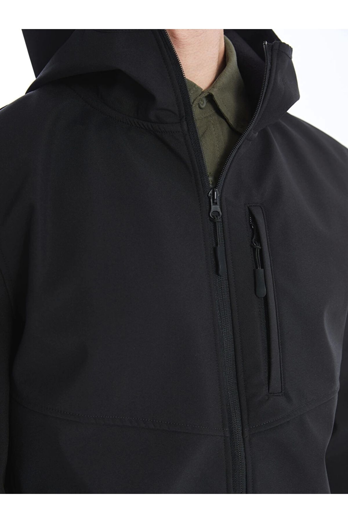 LC Waikiki-Xside Black Standard Fit Hooded Men's Coat 4