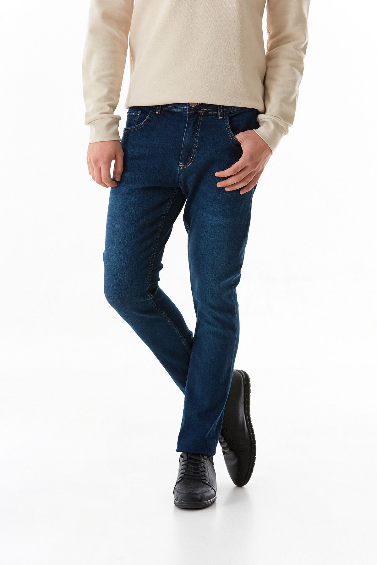 Fulla Moda-Pantaloni Jean drepti cu fermoar 3