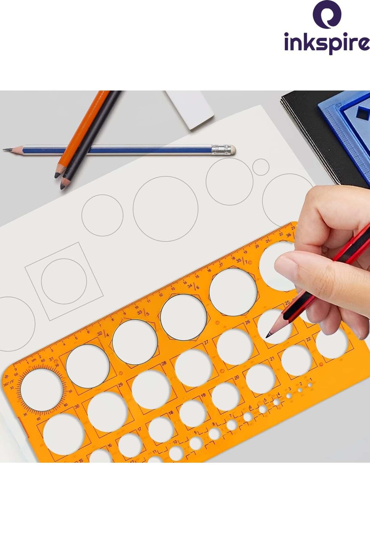 inkspire-Large Technical Drawing Ruler with 25 cm Circles - 1-36 mm Circle Template Perforated Ruler 4