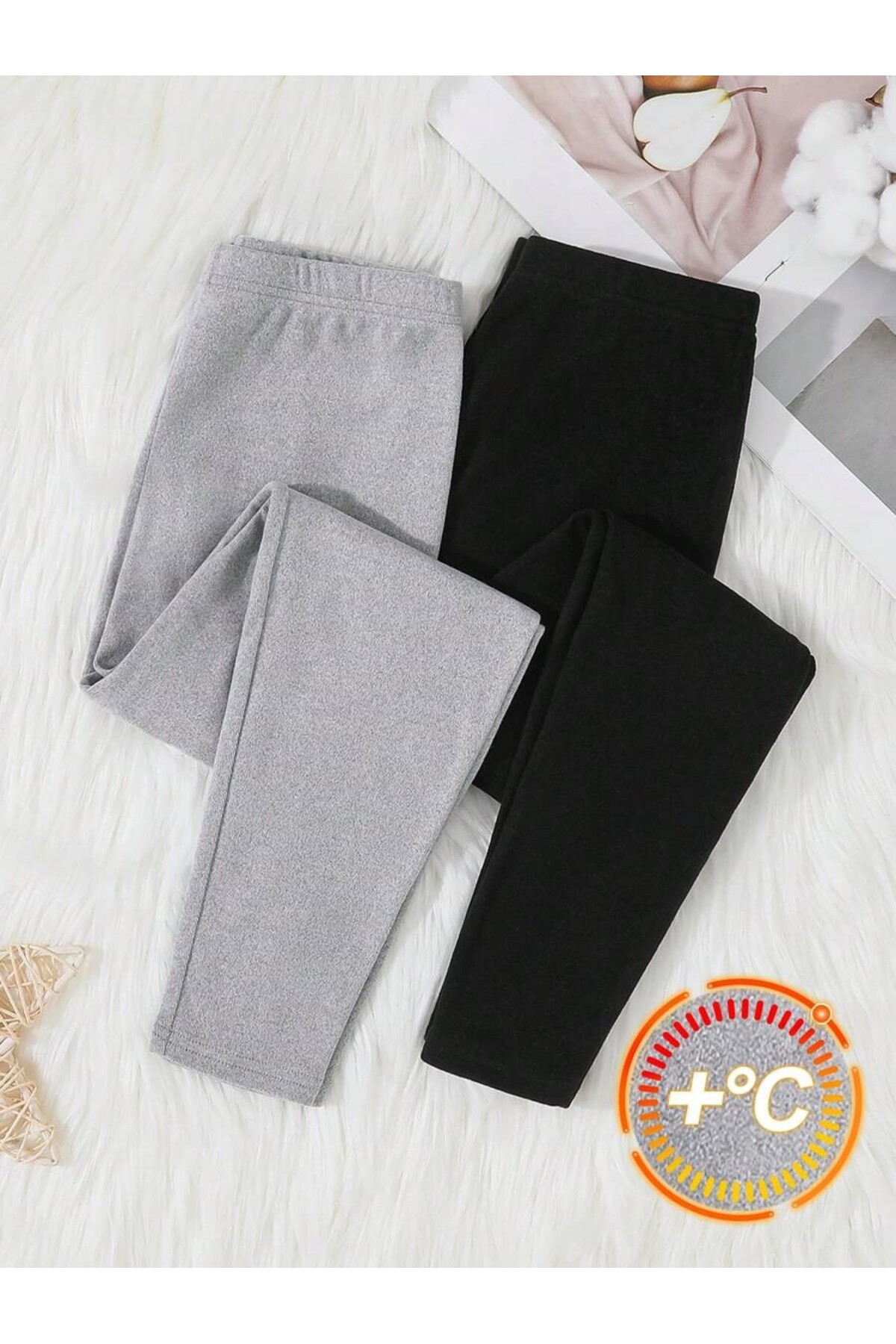 FAMEL 2'li Pamuklu Çocuk Termal İçi Şardonlu Tayt İçlik fotoğrafı 4 (önizleme)