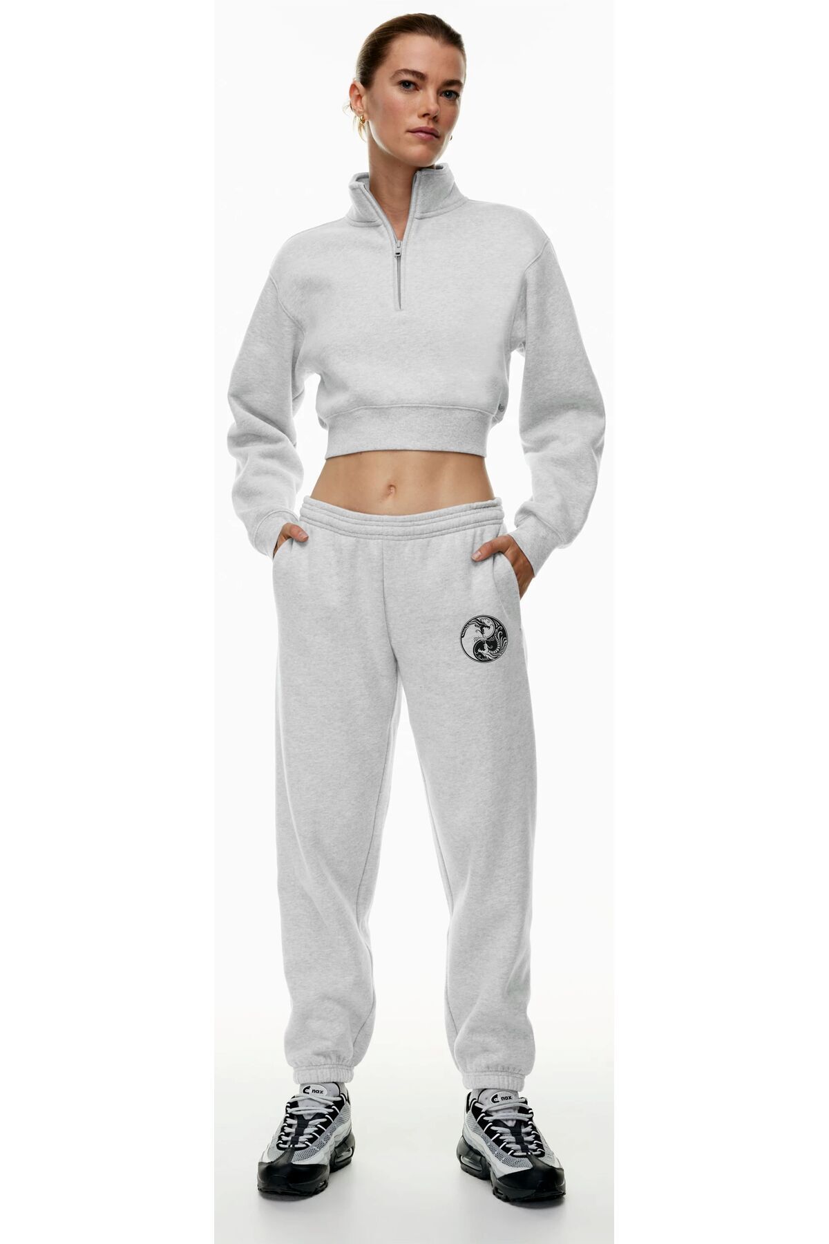HOFFNUNG Jogger 3 Iplık Yıng Yang Love Dragon Şardonlu Örme Kumaş Eşofman Altı