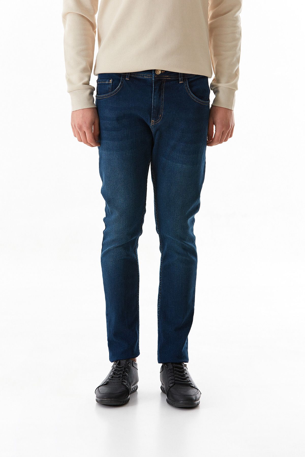 Fulla Moda-Pantaloni Jean drepti cu fermoar 8