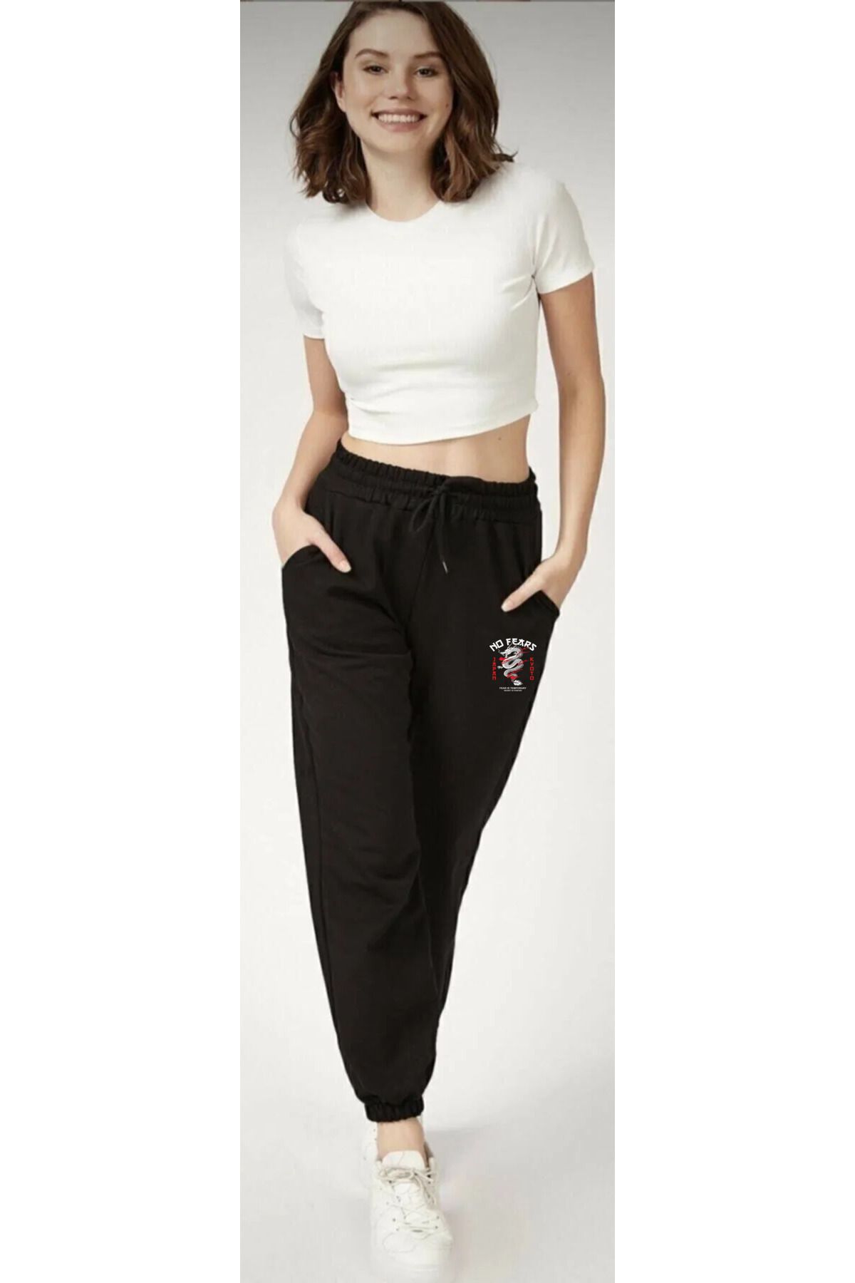HOFFNUNG Jogger 3 Iplık Love Dragon 2 Renk Şardonlu Örme Kumaş Eşofman Altı