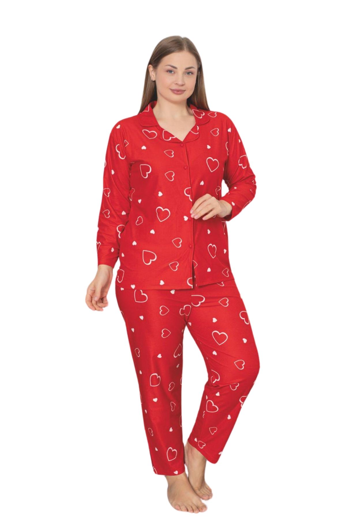 Farya Home-X-Dreamy Plus Size Cotton Suede Bamboo Buttoned Pajamas Set 4