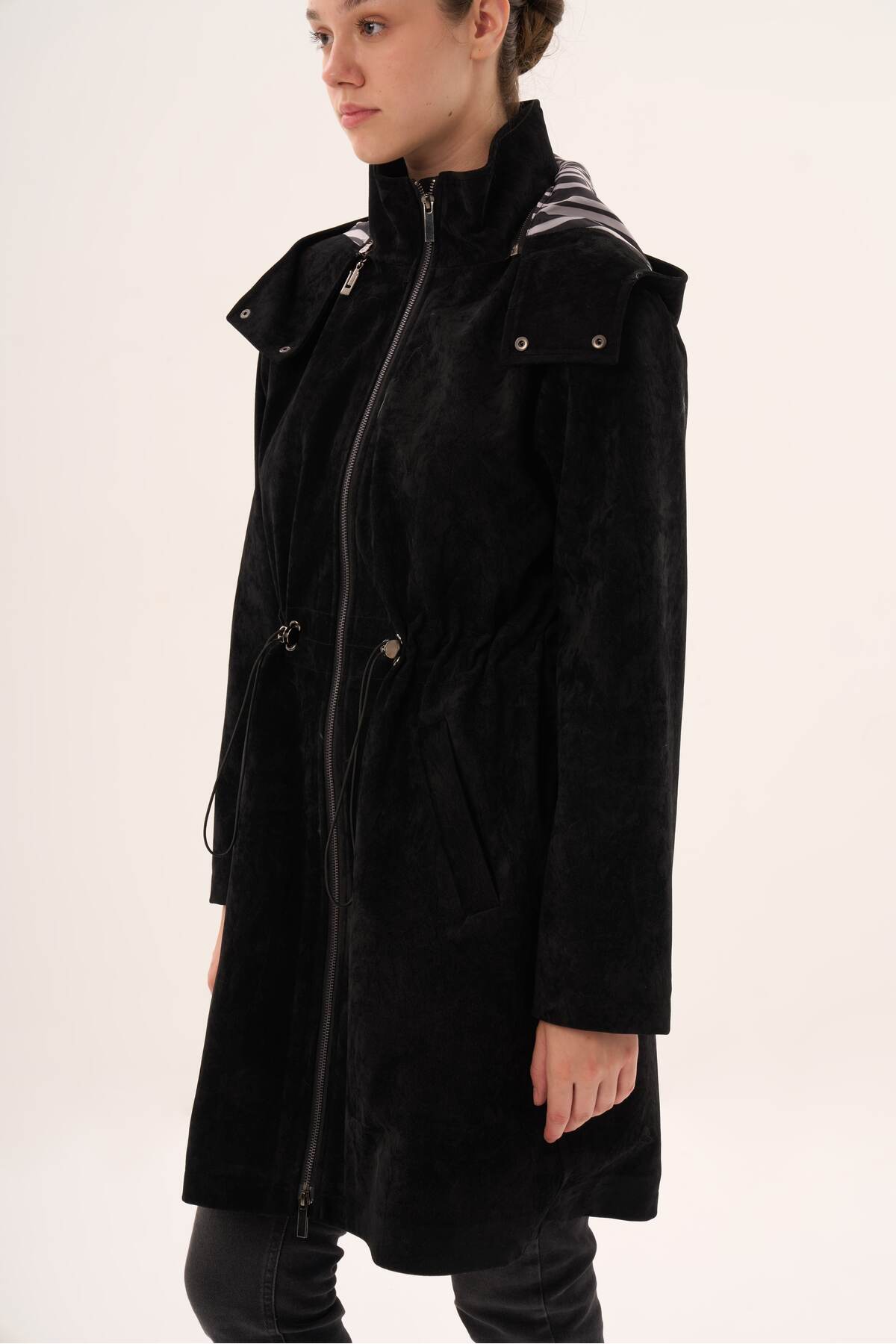 Veger  astarı zebra desenli palto - Görsel 2