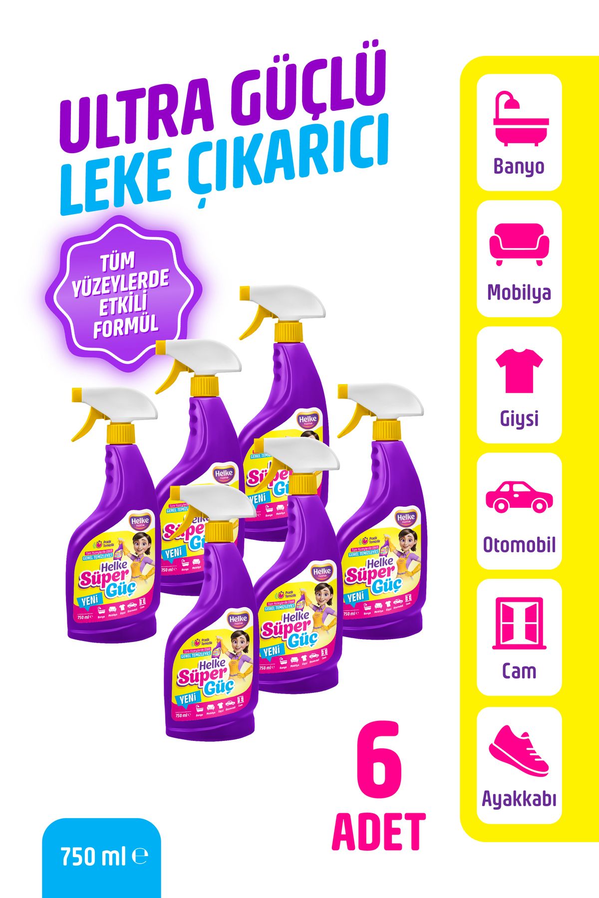 Helke Home 6'lı Süper Güç Etkili Leke Çıkarıcı Sprey 750ml