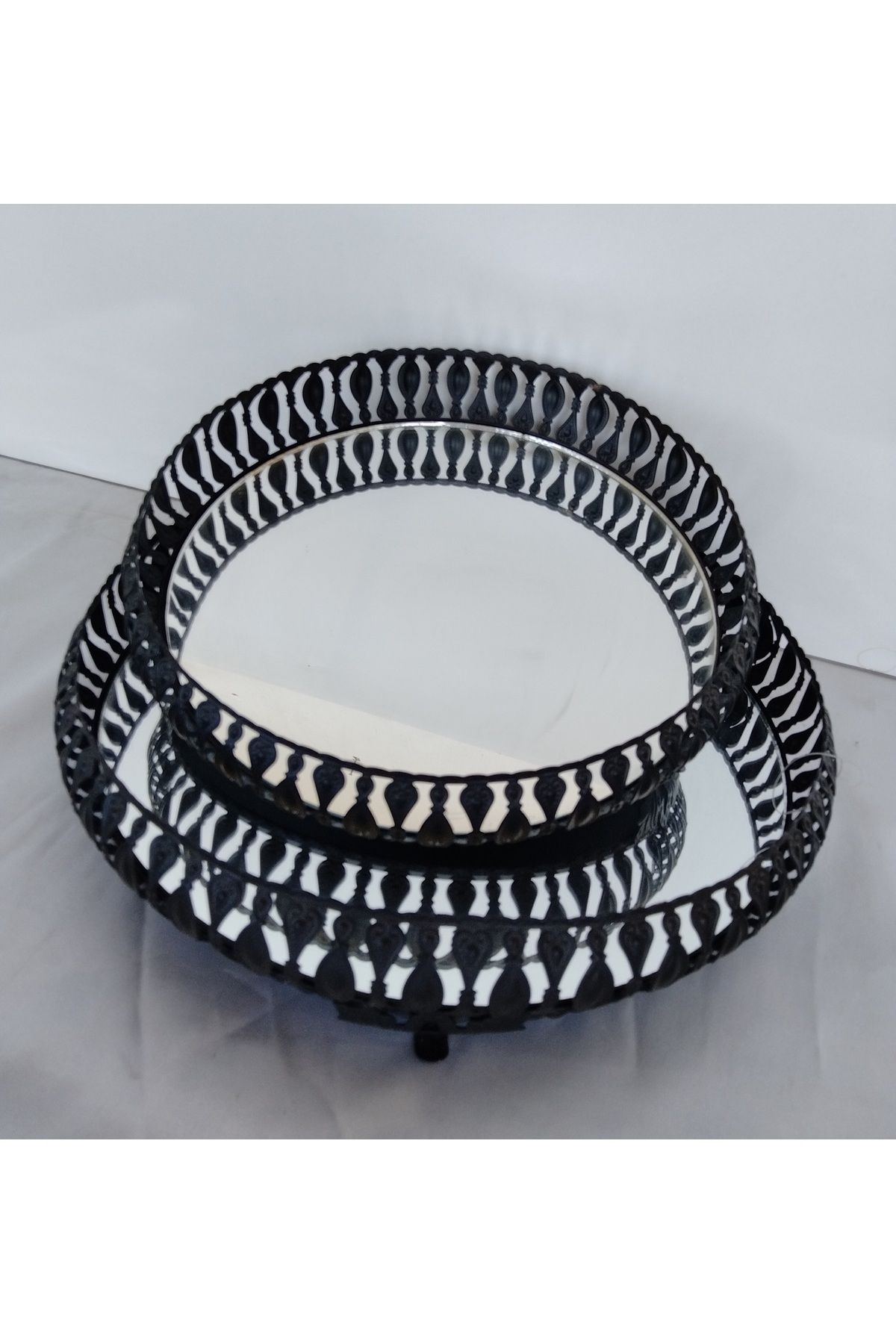 YLC HOME-Black Double Drop Model Mirrored Treat Tray - Chocolate Candy Promise Wedding Presentation 5