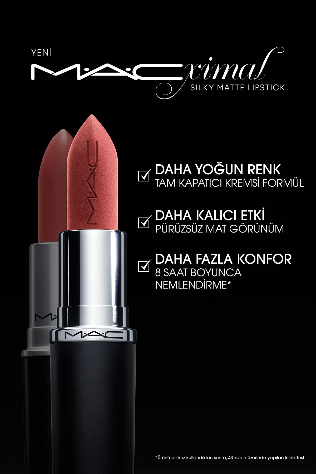 Mac M·A·CXIMAL Silky Matte Lipstick Nemlendirme Etkili Yoğun Renk Sağlayan Ruj - Red Rock-3