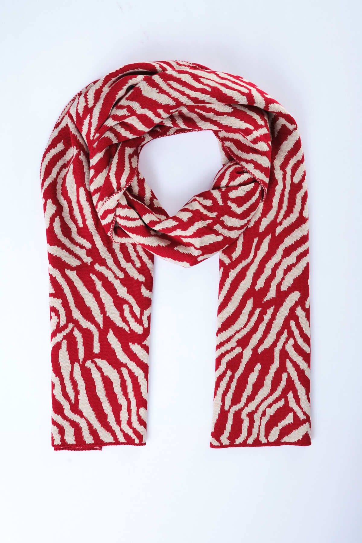 Sebir Moda-Zebra Patterned Knitted Scarf 2