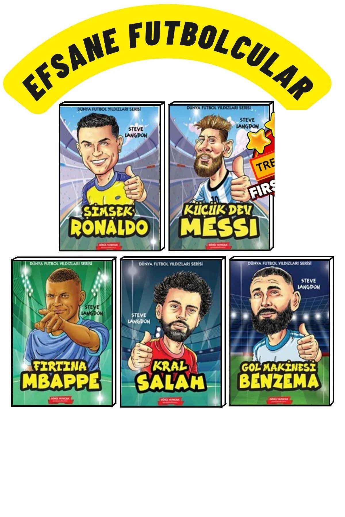 GÖNÜL YAYINCILIK Efsane Futbolcular 5 Kitap SeT 2024 YENİ SERİ( MESSİ,RONALDO.MBAPPE,SALAH, VS)