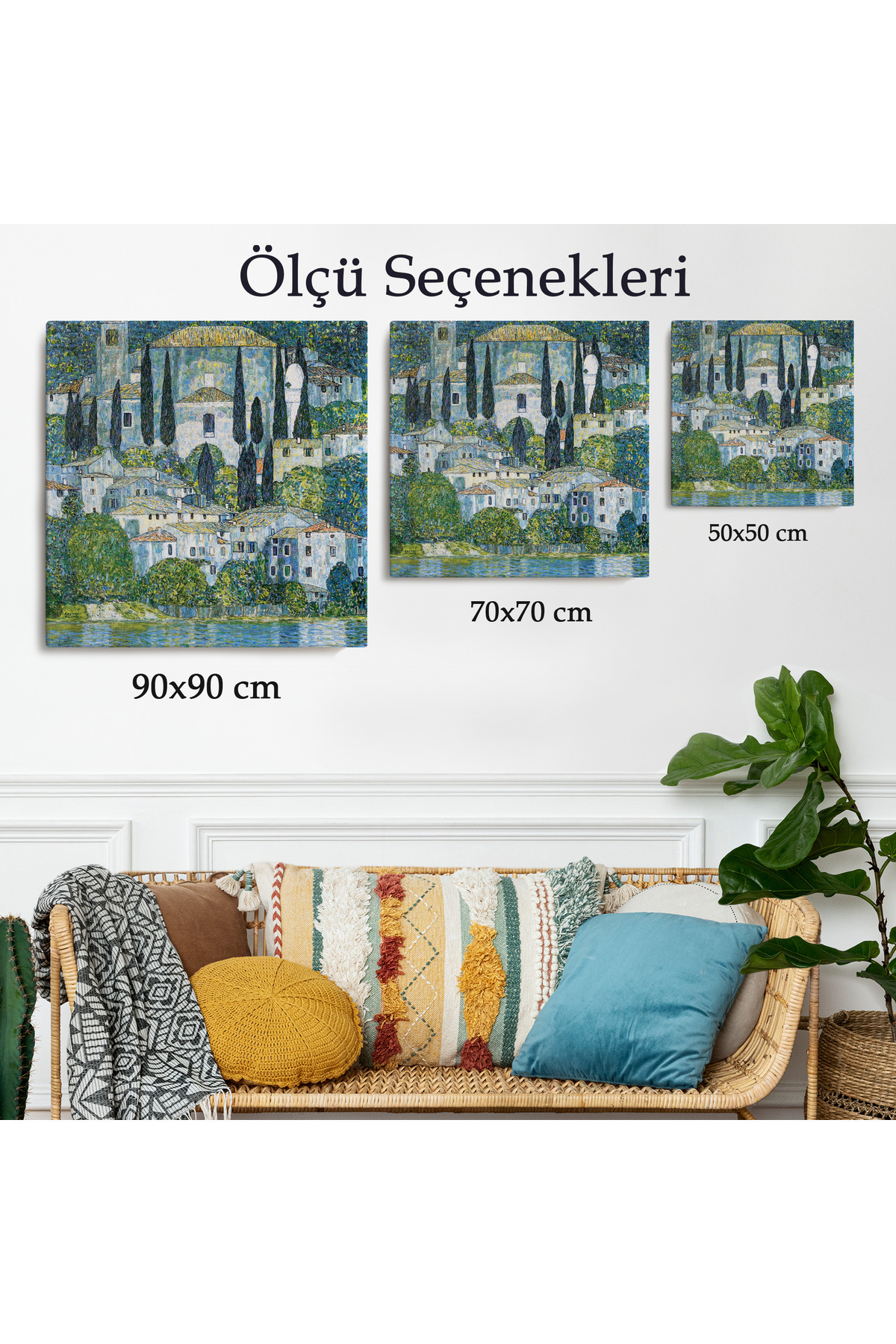Gustav Klimt - Cassone Deki Kilise Selvili Manzara Kanvas Tablo görsel 3