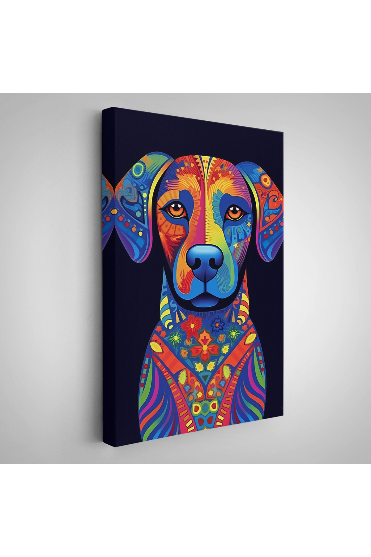 Mandala Renkli Köpek Kanvas Tablo